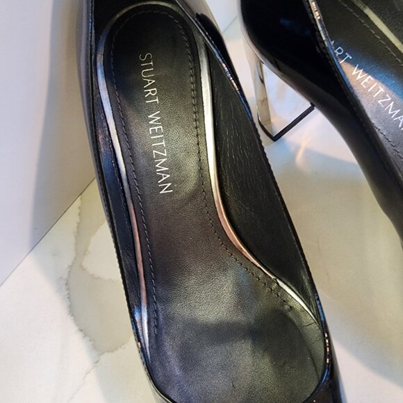 Stuart Weitzman Patent Leather W/Mirrored Clear Heel - Size 10 - Picture 3 of 10